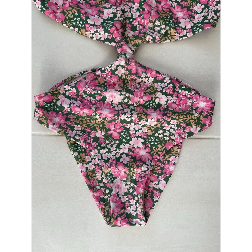 Aila Blue Swim One Piece Swimsuit Mai Floral Beach Summer Cottagecore Romantic - Picture 3 of 7